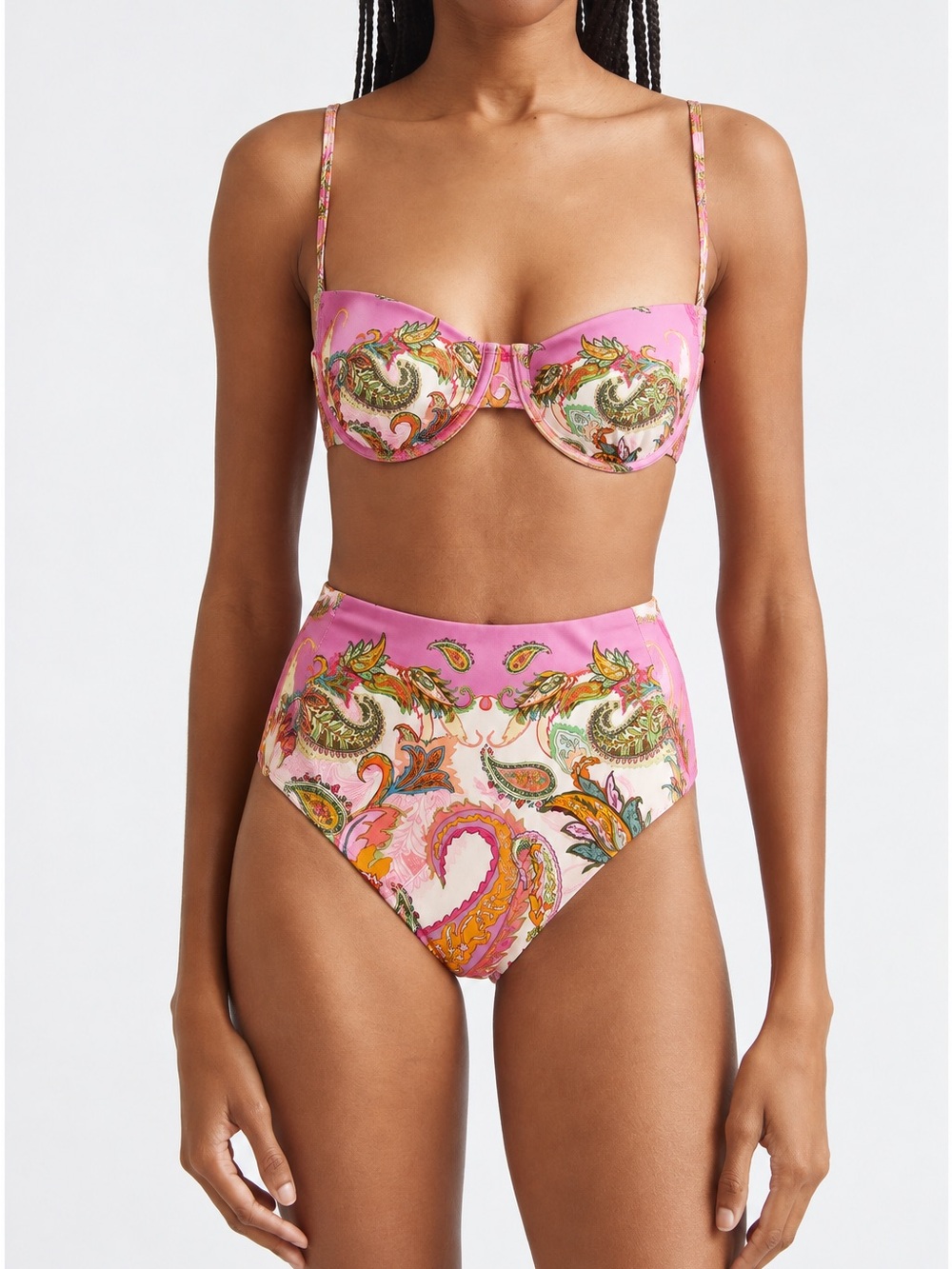 NWT Gianni Bini Paisley Underwire Bikini Set High Waist Boho Resort Swim M